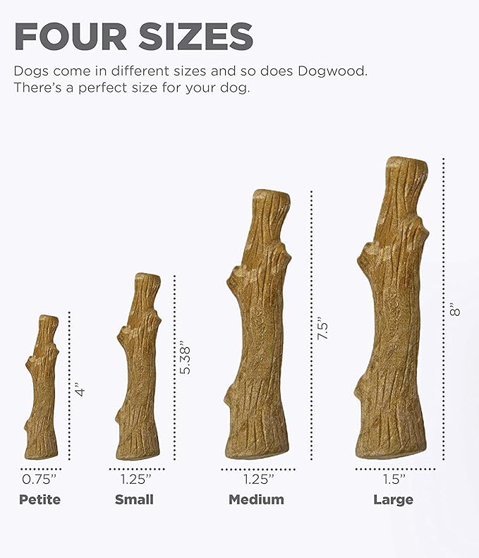 Pupstages Dogwood Dog Chew Toy – Real-Wood Blend, Natural Flavor & Texture, Moderate Chewers, Medium, 7.5"