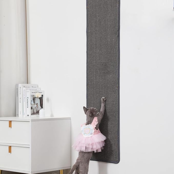 66.93x13.38x0.32 inch Thickened Cat Wall Scratcher Carpet, Cat Climbing Wall, Durable Cat Wall Furniture, Tall Cat Scratching Post, Wall Scratchers for Indoor Cats, Couch Sofa Protector (Grey)