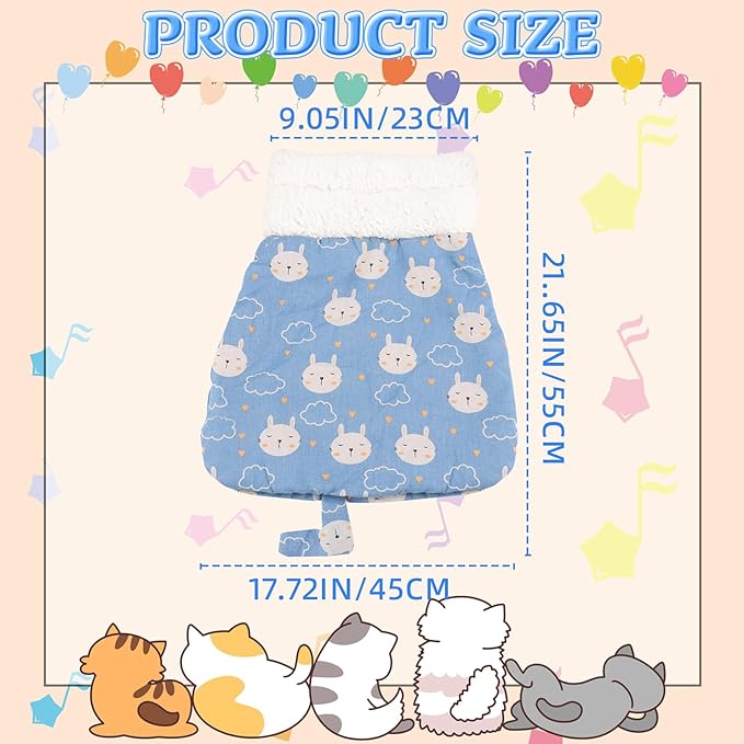 Cat Sleeping Bag Bed, Winter Soft Plush Sack Self Warming Cave Bed for Indoor Cats, 360°Wrap Comfortable Pet Snuggle Sack, Soft Plush Large - Size L (Blue)