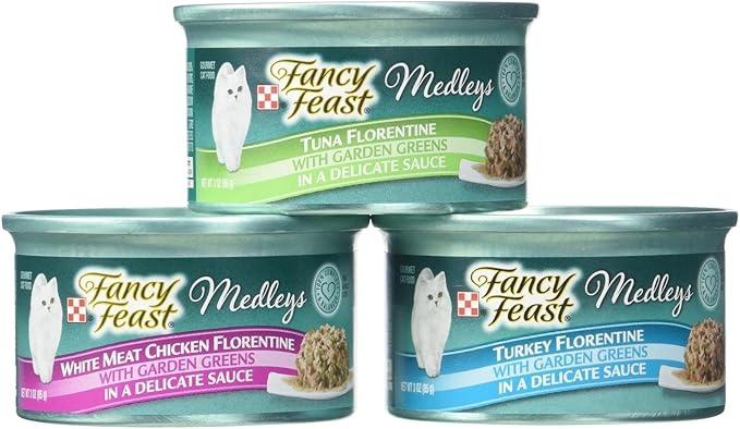 Fancy Feast Purina Medleys Cat Food Variety Pack - Florentine Collection - 3 Oz, 18 Case