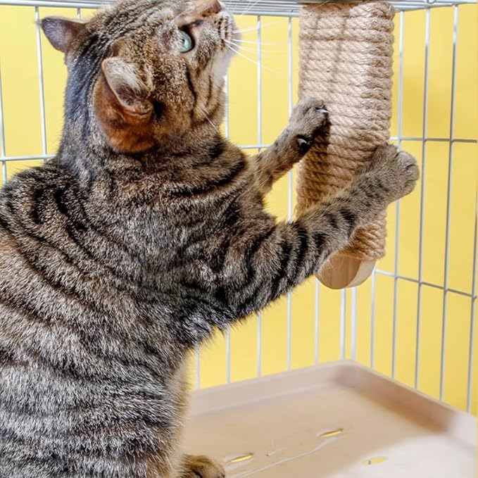 Cat Climbing Steps Scratching Tree - 2pcs Scratching Steps Sisal Hemp Cage Shelf Ladder Pets Perch Furniture Inside The cage with Install Screws (S)