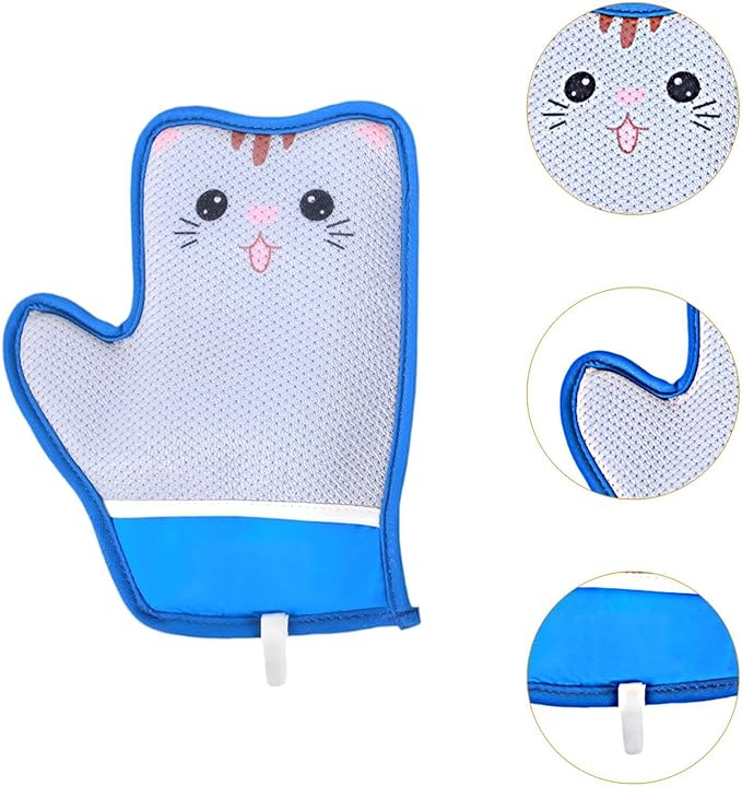 Cat Grooming Glove Brush Pet Hair Remover Mitt,Reusable,Hook Design,Portable Massage Detangling Shedding for Rabbits Clothes, Cat Pattern