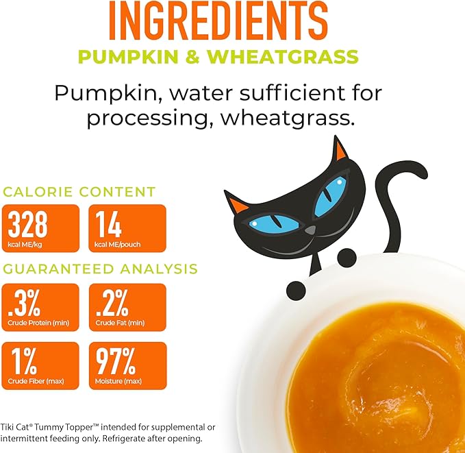 Tiki Cat Solutions Topper Multipack, Tummy Topper, Pumpkin Recipe in Broth, 1.5 oz. Pouch (12 Count)