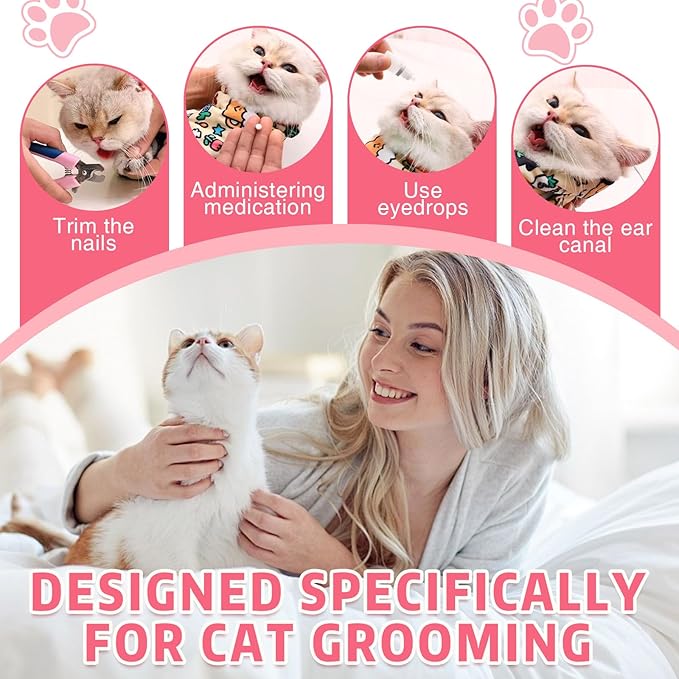 3 Pcs Cat Grooming Wrap, Self Adhesive Cat Wrap for Cutting Nails (21in-13in)