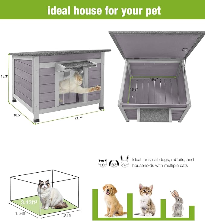 GUTINNEEN Heated Cat House for Outside, Outdoor Cat House Insulated with Heating Blanket, Bite-Resistant Wire, Weatherproof Feral Cat Shelter for Winter