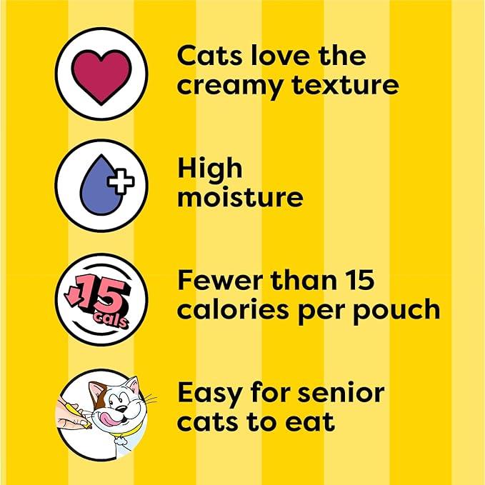 Temptations Creamy Puree Squeezable Lickable Cat Treats, Wet Cat Treats with Tuna, Salmon, and Seafood Medley Variety Pack, 0.42 oz. Tubes, 24 Count