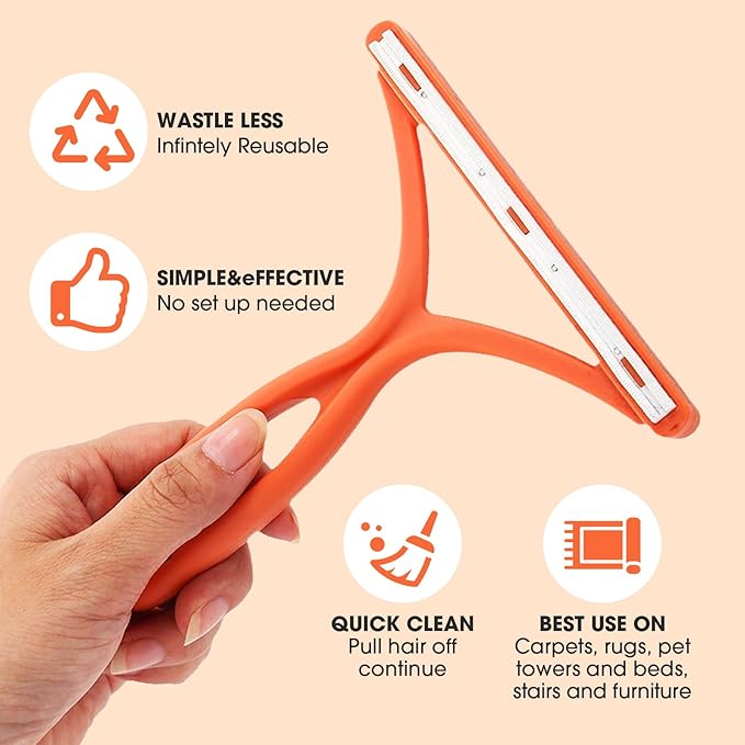 Pet Hair Remover – Double-Sided Reusable Lint Brush for Easy Removal of Pet Hair, Fur & Debris from Furniture, Clothes, and Carpets