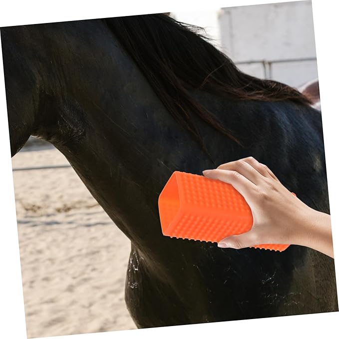 Silicone Pet Hair Remover Brush for Dogs and Cats Lint Cleaner for Carpets Sofas Clothes Cars Easy to Use Non-slip Grip Orange Color