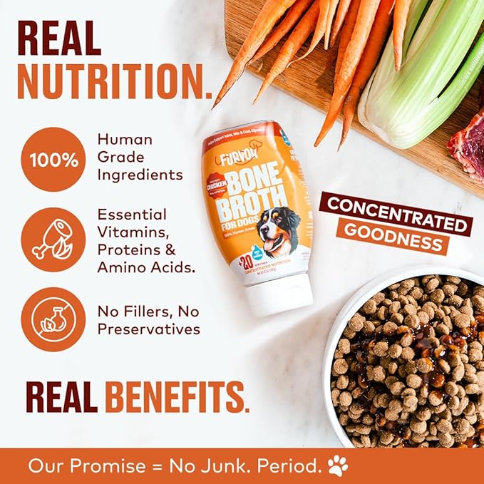 Chicken Bone Broth Concentrate for Dogs - Collagen Protein Supplement for Digestion, Mobility, Coat, Immune System, Joints - Healthy Dog Food Topper - Human Grade, Made in USA (16 oz, 30 Servings)