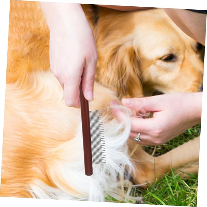 KESYOO Wooden Handle PET Grooming Comb for Dogs and Cats Tear Stain Removal Comb with Long Pins for Shedding and Dematting Cat and Dog Grooming Supplies
