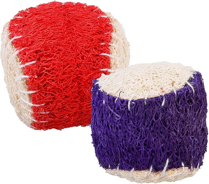 SOLUSTRE 2pcs Dog Chew Natural Loofah Tennis Balls Sturdy Puppy Chewing Training Interactive Pet Chew Supplies for Dogs Random Color