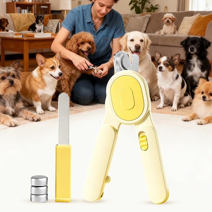 Pet Nail Clippers - Heavy-Duty Grooming with LED Light | Pet Nail Trimmer for Cutting | for Medium Large Breeds Puppy Kitten Animals Home Bathroom Shelter