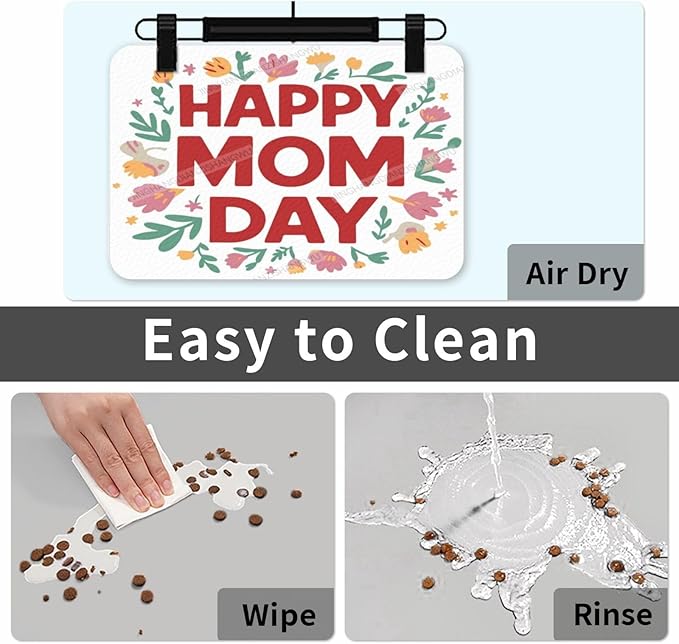 Dog Food Mat Dog Mat for Food and Water 18X12In Happy Mom Day Mom Cx No Stains Cat Pet Feeding Mats Water Bowl for Messy Drinkers