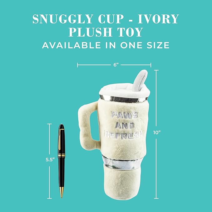 Haute Diggity Dog Snuggly Cup, Plush Designer Dog Toys with Interactive Squeaker, Stimulating Pet Enrichment, Machine-Washable & Safe Materials for All Breeds, One Size
