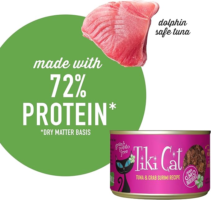 Tiki Cat Grill Wet Cat Food, Tuna & Crab Surimi, 6 oz. Cans (8 Count)