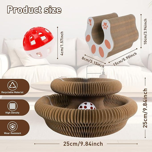 Kitty Cat Toys, 1 PC Magic Organ Kurlz Cat Scratching Board, Modern Indoor Interactive Reversible Toys Scratcher Cardboard Kitten Pads