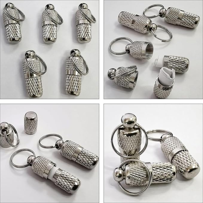 VOSAREA 6 Pcs Dog Id Tags Pet Anti-Lost Tube Collar Hanging Pendant Silver for Dog Collar Address Label Tags Pet Supplies