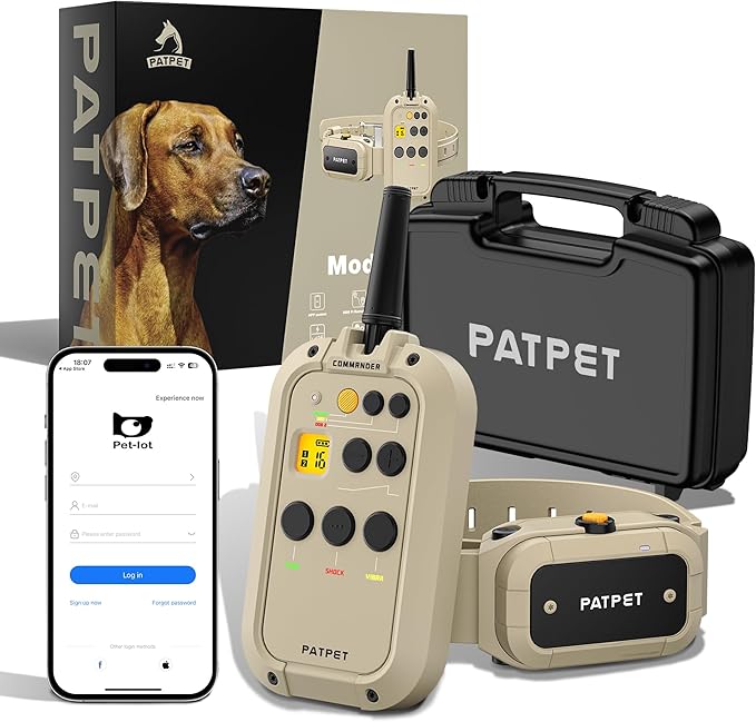 Dog Training Collar with APP Control - 2-in-1 E Collar for Dogs Training 1/2 Mile Range Bluetooth-Enabled Waterproof Dog Shock Collar with Remote Control Electric Dog Collar for 15-140 Lbs Dogs