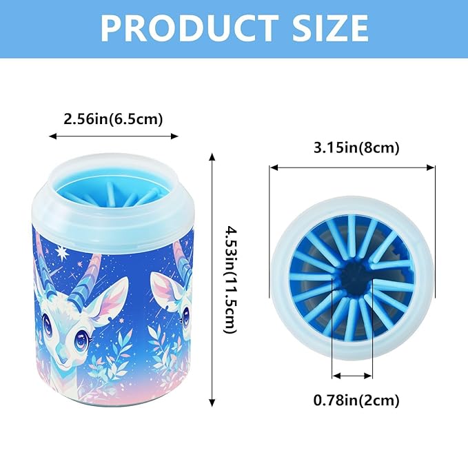 Deer with Starry Background Art Portable Pet Paw Cleaner Cup Soft Silicone Bristles Pets Grooming Supplies for Small Medium Large Breed Dogs, Cats