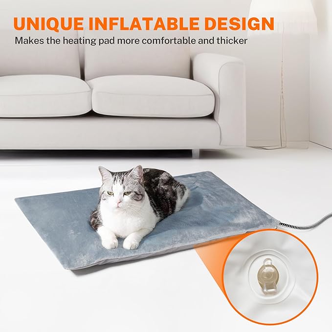 Toozey Outdoor Pet Heating Pad 28x16in, Extremely Waterproof Heated Bed for Dogs and Cats, Thermostatic Control, Chew-Resistant Cord, Soft Electric Blanket with Overheat Protection