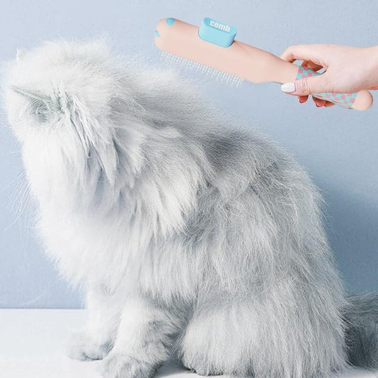 Pet Comb | Self-Cleaning Non-Slip Brush Supplies with Metal Teeth | Cat Hair Comb,for Dog Puppy Animals Indoor Home Shedding