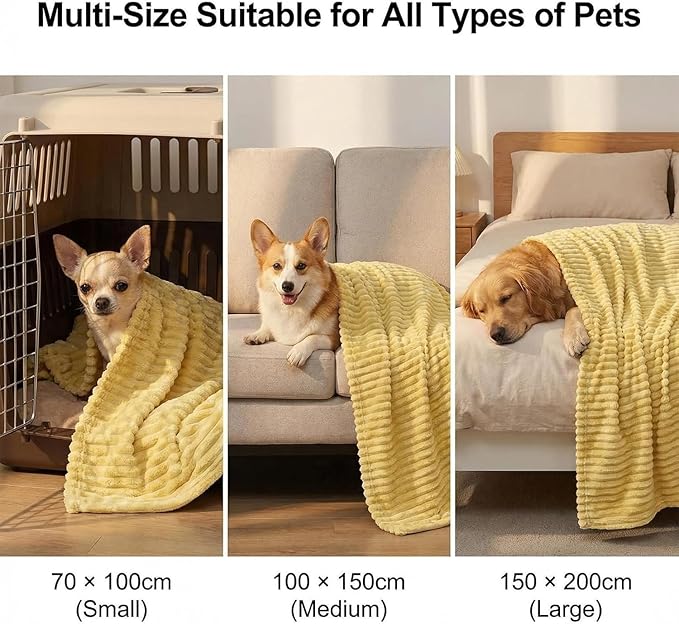Emotional Support Dog Blanket, Soft Plush Security Blanket for Dogs & Cats, Calming Comfort Throw for Couch Bed Kennel Crate, Machine Washable Pet Supplies(Yellow,39.37 * 59.06")