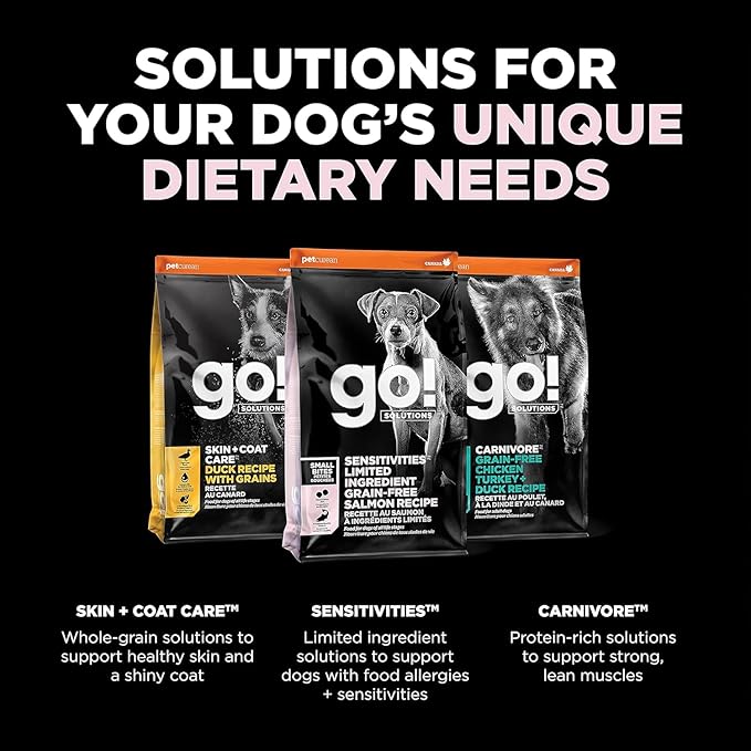 Go! Solutions Sensitivities Limited Ingredient Small Bites Salmon Grain-Free Dry Dog Food, Tiny Kibble for Little Breeds, Chicken-Free for Sensitive Stomachs, for Puppies, Adults, Seniors, 3.5 lb Bag