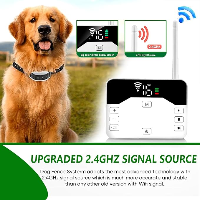 For2dogs,Wireless Dog Electric Fence,2025 Safety Pet Containment System with Remote Training Shock Collar,Waterproof & Rechargeable,3 Training Modes,30-800ft Range Adjustable for Stubborn Dogs