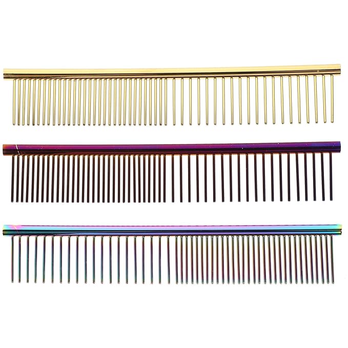Kichvoe 3pcs Multi-function Pet Comb Set with Wear-resistant Stainless Steel Teeth, Lightweight Aluminum Dematting Combs for Dogs and Cats, Portable Grooming Tools for Puppy and Cat Hair
