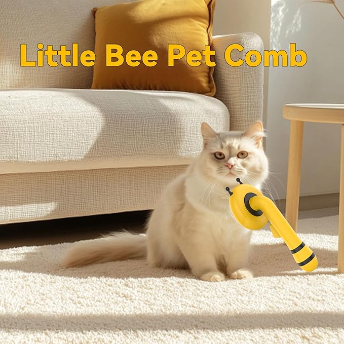 Bee Cat Brush, Pets Skin Friendly Grooming Brushes for Shedding Dogs Cats Hair Easy to Remove Loose Undercoat with Long or Short Hairs Pet Massage Tool All Hair Type (Yellow)