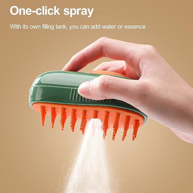 1 Set Cat Steam Brush,3 In1 Steamy Cat Brush for Shedding,Self-Cleaning Pet Massage Brush Gentle Dog Shedding Grooming Comb Pet Supplies Green