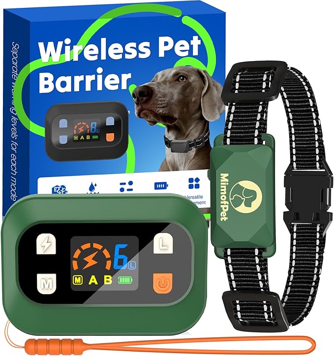 MIMOFPET Wireless Pet Barrier - Indoor Outdoor Waterproof Barrier with Adjustable Range up to 8.2 ft,Adjustable Safe Static Intensity, Rechargeable Boundary System for Dogs (Wireless Barrier System)