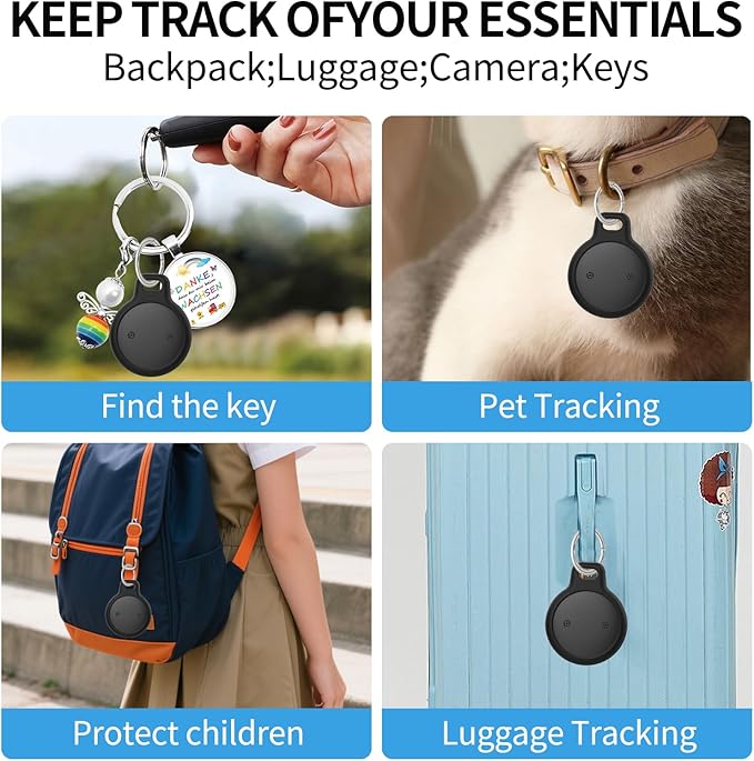 Apple Find My Tracker 4-Pack - Premium AirTag Alternative, Smart Bluetooth Item Finder for Keys, Wallets, Luggage | IP67 Waterproof, 1-Year Battery, No Subscription Required