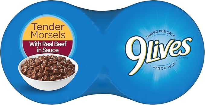 9Lives Tender Morsels With Real Beef In Sauce Wet Cat Food, 5.5 Ounce Can (Pack of 24)