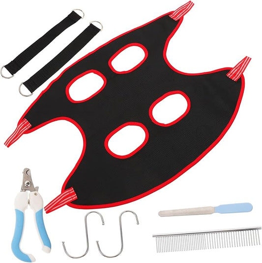 VANZACK 1set Pet Grooming Hammock for Small to Medium Cats Dogs Sturdy Nail Trimming Assistant Pet Comb and Clipper for Home Shops Random Accessories