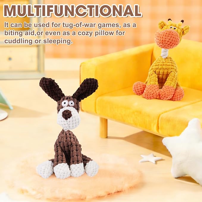 Indestructible Dog Toys,2026 New Dogs Plush Toy for Aggressive Chewers,Stuffed Toys Dogs Squeaky Durable Chew Toy for Indoor Pups Teething (B)