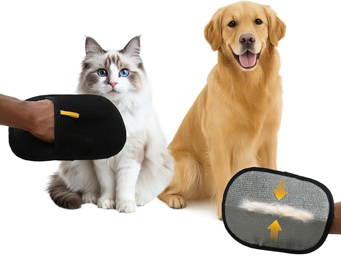 The Magic Brush Pet Hair Removel, Pet Hair Remover for Laundry, Soft Silicone Massage Glove, Uproot Clean Pet Grooming Gloves Reusable & Washable for Furniture, Carpet, Car Seat.