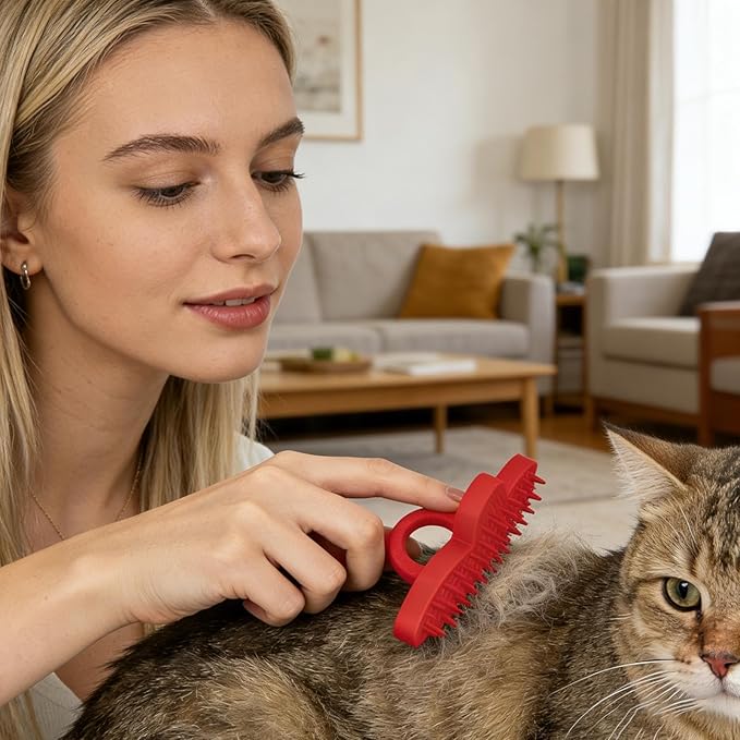 Petal Shape Dog Scrubber, 11.2cm, Soothing Comb, 3D Printed Bath Brush, Grooming, Massage, Skin Care, Pet Supplies, Waterproof, Cleansing