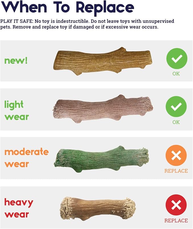 Pupstages Dogwood Dog Chew Toy – Real-Wood Blend, Natural Flavor & Texture, Moderate Chewers, Medium, 7.5"