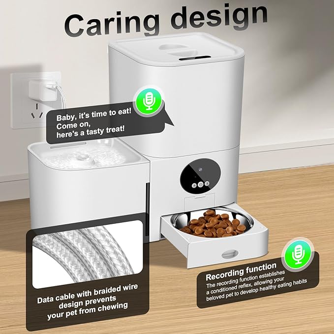 Upgraded Automatic Pet Feeder & Waterer, WiFi-Enabled Feeder Supports 2.4GHz & 5GHz, All-in-One Food and Water Dispenser with Remote Care for Every Meal
