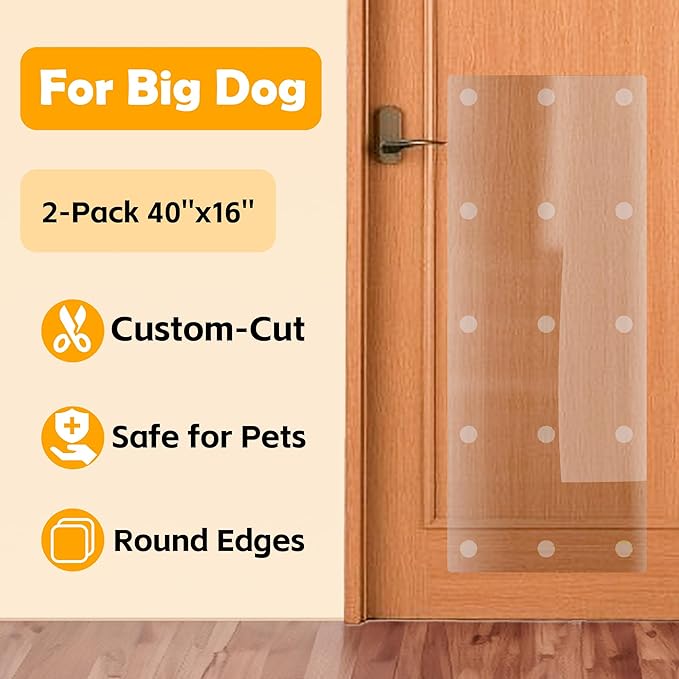 Heavy Duty Door Protector from Dog Scratching 2-Pack 40 x 16'', PVC Custom-Cut Anti Dog Scratch Furniture Protector for Cat
