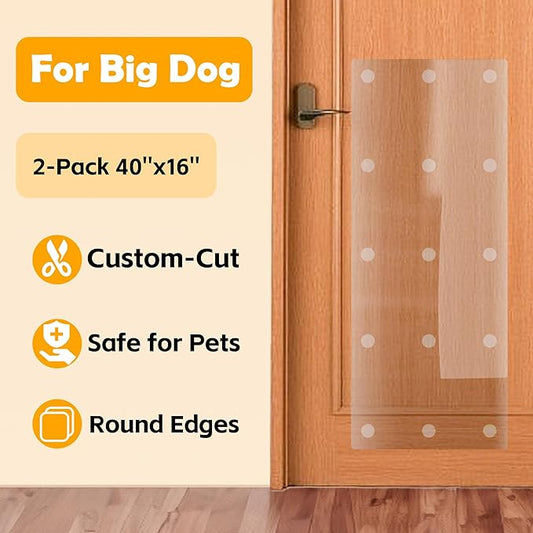 Heavy Duty Door Protector from Dog Scratching 2-Pack 40 x 16'', PVC Custom-Cut Anti Dog Scratch Furniture Protector for Cat