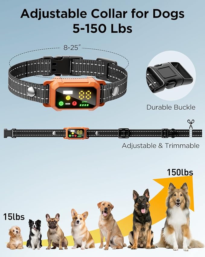 BLACKDOG Military Dog Shock Collar 2 Dogs (5-150lbs) - 4200ft Dog Training Collar with Remote, 4 Training Modes, Flashlight&Strobe, 90-day Battery, IP67 Waterproof Dog E Collar for All Breeds (Orange)