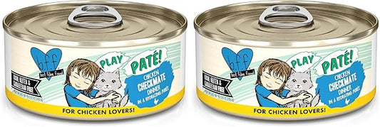 Weruva B.F.F. Play - Best Feline Friend Paté Lovers, Aw Yeah!, Chicken Checkmate with Chicken, 5.5oz Can, (Pack of 16)