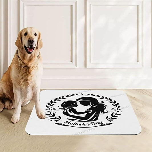 Dog Food Mat Dog Mat for Food and Water 24x16In Happy Mother's Day Floral Gift Mom Bn No Stains Cat Pet Feeding Mats Water Bowl for Messy Drinkers