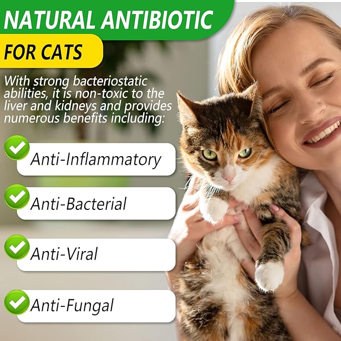Antibiotics for Cats - Natural Cat Antibiotic Liquid Drops, Supports Immune & Allergy Relief, Cat Multivitamin UTI Drops Helps Immune System, Chicken Flavour, 2 Fl Oz