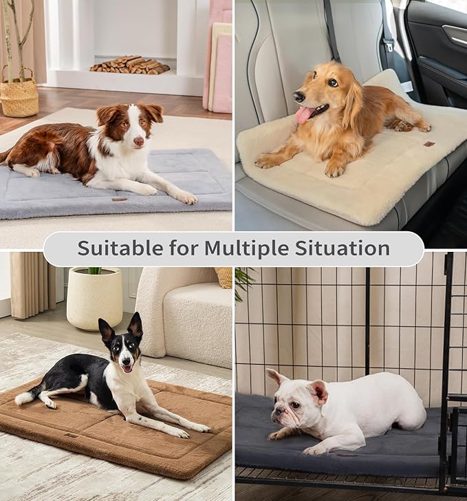 MADE 4 PETS Dog Crate Pad Bed for Extra Large Dogs, Washable & Reversible, Anti-Slip Kennel Mat for Cozy Sleeping, Soft Fluffy Dog Bed for Indoor & Outdoor Use, 48"x30", Dark Gray