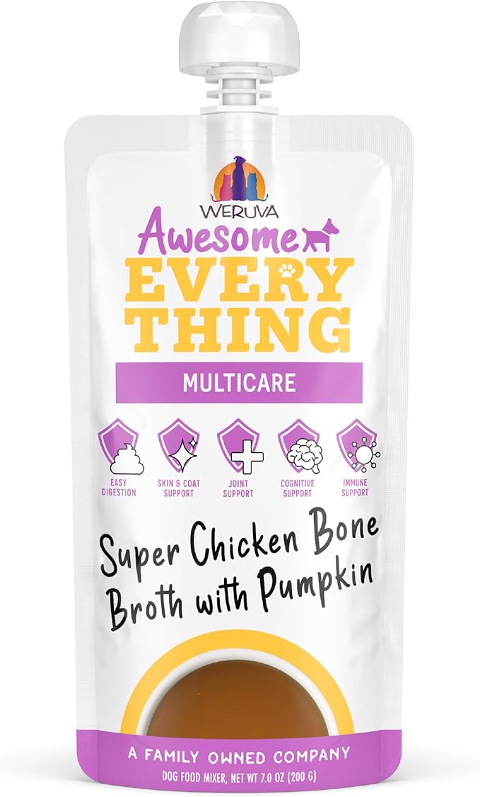 Weruva Awesome Everything Dog Food Mixer, Super Chicken Bone Broth, 7oz Pouch, Pack of 6