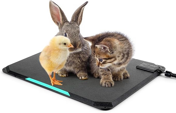Outdoor Heated Pad for Small Animals, Anti-Bite & Waterproof Cat Heating Pad, Indoor Pet Warmer for Cat Houses/Rabbit Hutches/Chick Brooders in Extreme Weather, 16.5" x 11.8", 35 Watts