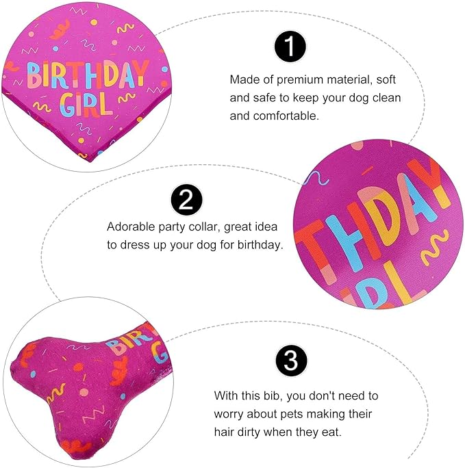 VOSAREA Pet Birthday Bandana and Dog Neckerchief 2pcs Set with Red Saliva Towel and Simulation Bone Design, Cotton Triangle Scarf for Puppy Party Supplies and Holiday Costume